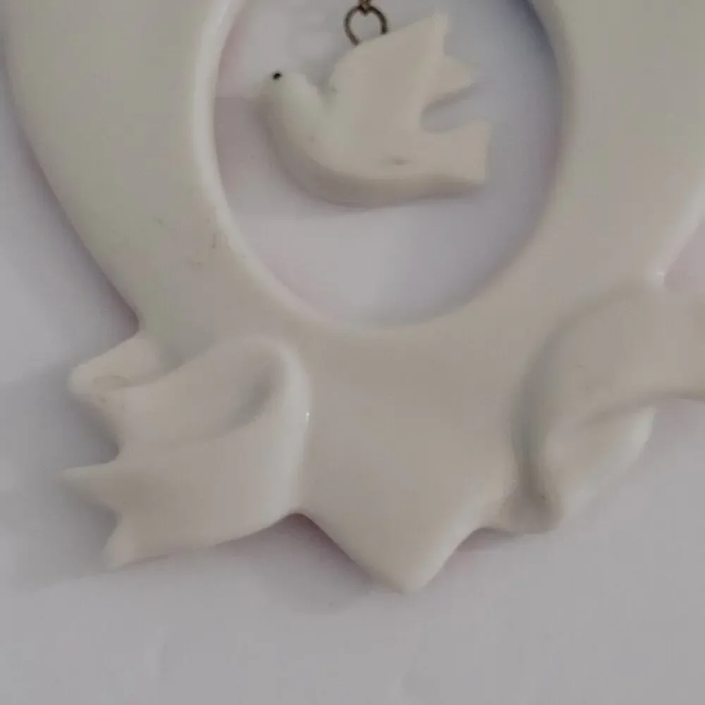 Heart Shaped American Flag Christmas Ornament with Dove